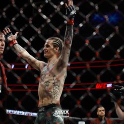 Sean O’Malley salutes the crowd at UFC 222.