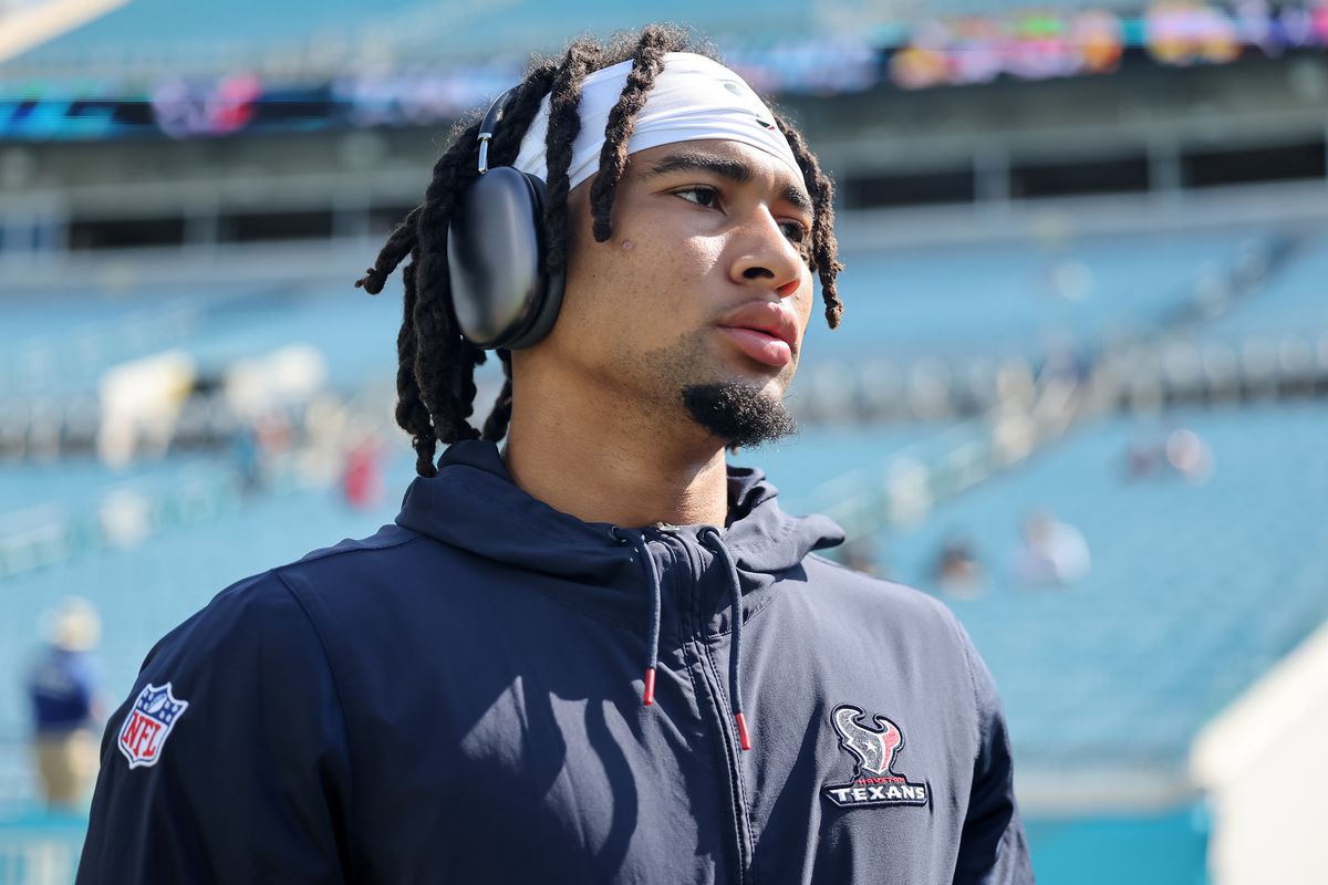 C.J. Stroud #7 of the Houston Texans warms up prior to the game against the Jacksonville Jaguars at EverBank Field on September 24, 2023 in Jacksonville, Florida.