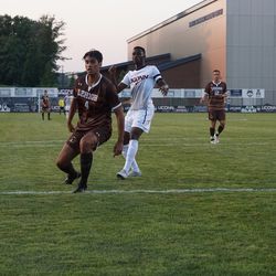 The Lehigh Mountain Hawks take on the UConn Huskies in a men’s college soccer game at Morrone Stadium in Storrs, CT on August 24, 2018.