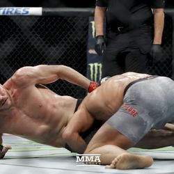 GSP lands another takedown at UFC 217.