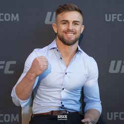 Cody Stamann poses at UFC 235 media day.