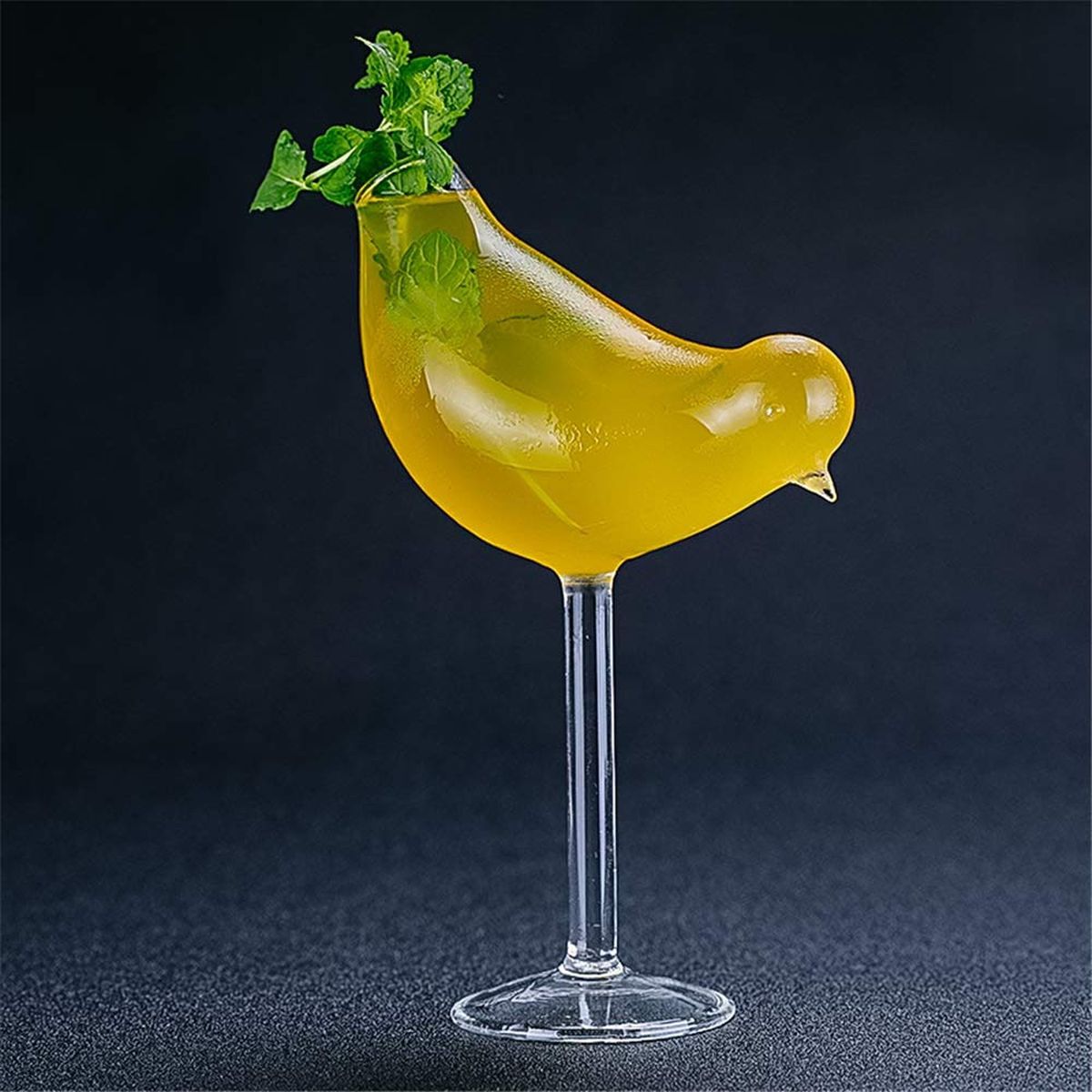 A glass shaped like a bird 