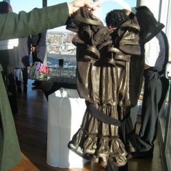 Metallic ruffle dress, $199