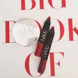 I'm always in a rush. My secret to looking "done" is mascara and a red lip. These <b>Nars</b> pencils are amazing: the colors are great and they stay on all day.