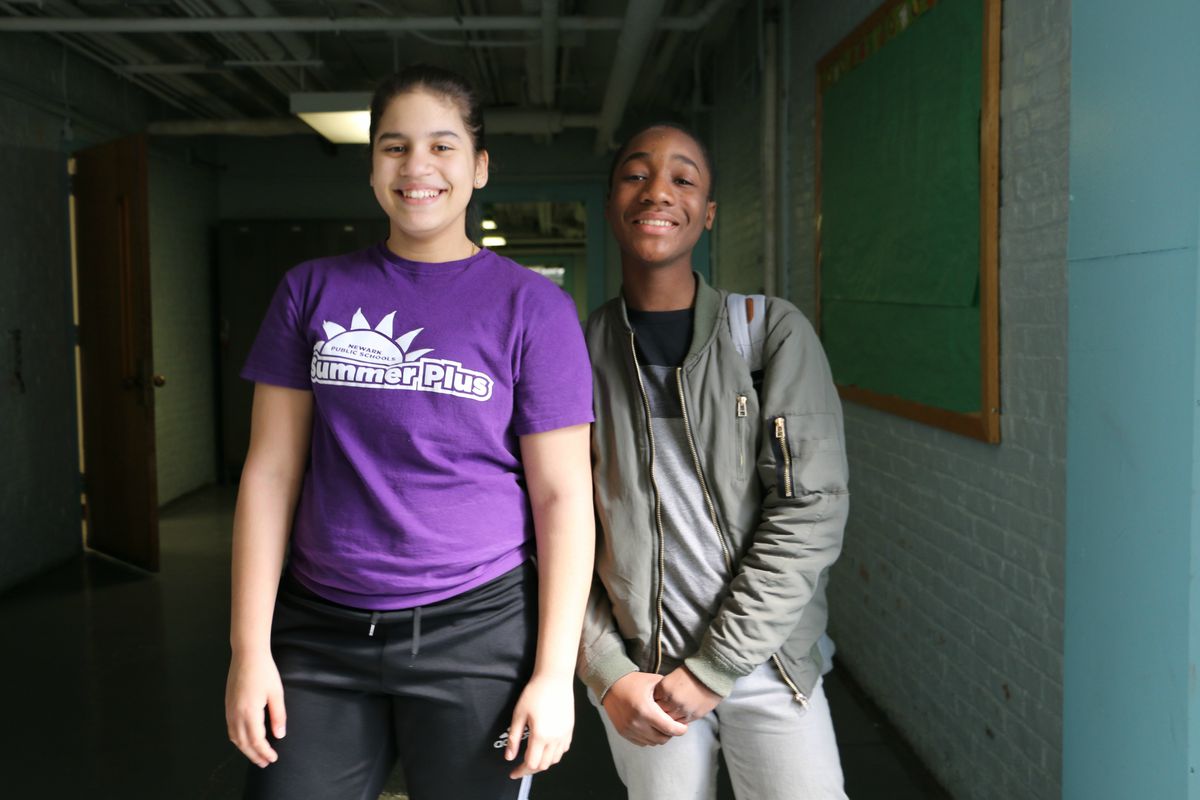 Brianna Padilla and Ahad Hall, eighth-graders at Hawthorne Avenue School.