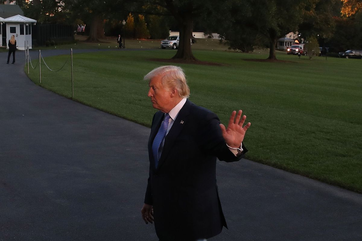 President Donald Trump arrives t the White House in September 2017.