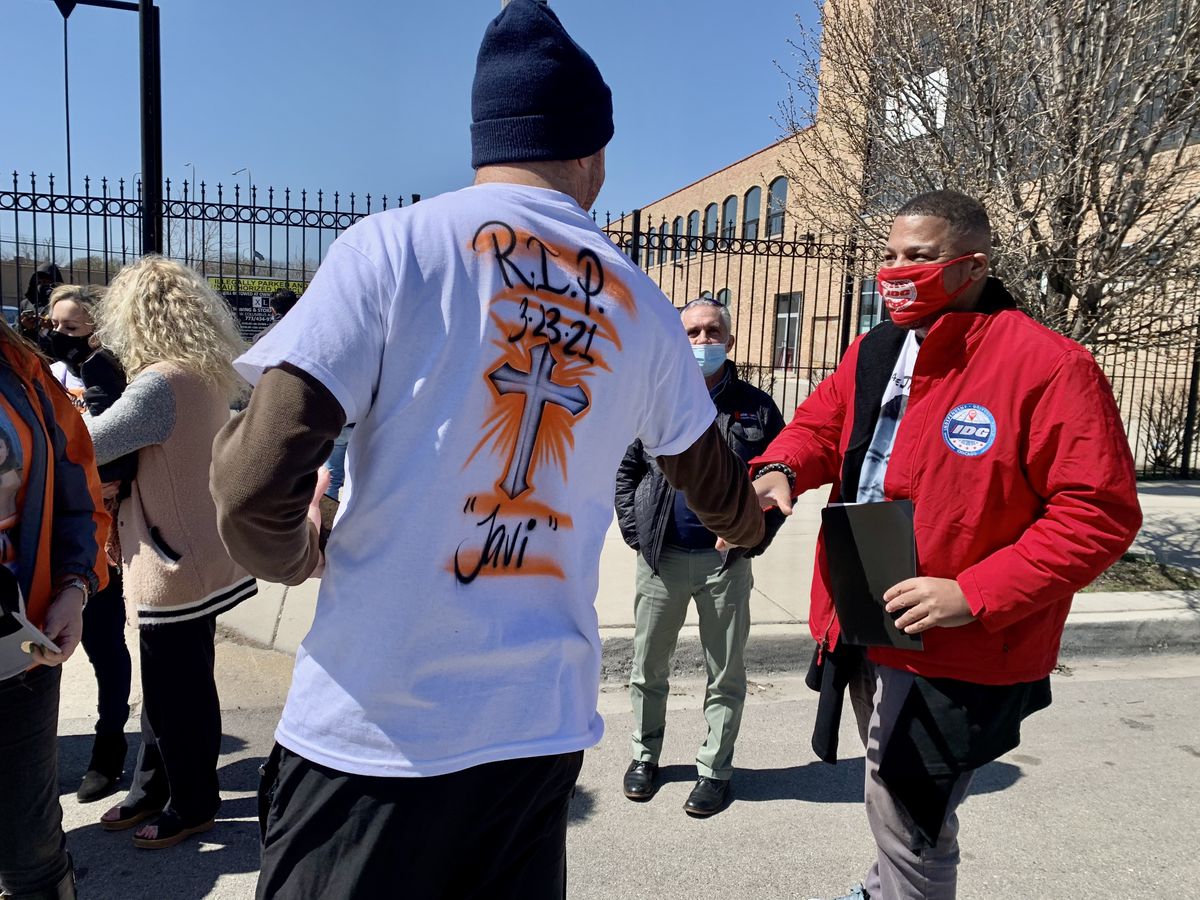 The Independent Drivers Guild Chicago gathered in protest at Uber’s Greenlight Hub, 1401 W North Ave., where drivers for ride-hailing companies called on their employers for more protection.