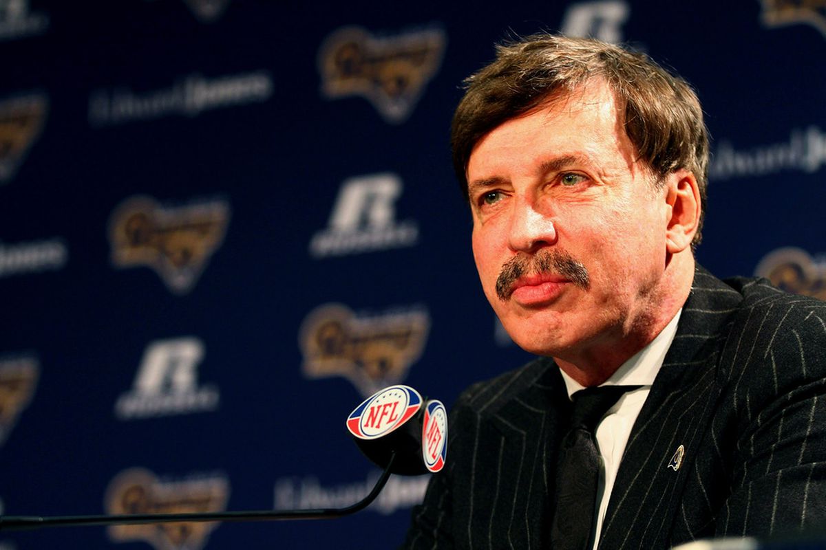 EARTH CITY, MO - JANUARY 17: St. Louis Rams owner Stan Kroenke addresses the media during a press conference at the Russell Training Center on January 17, 2012 in Earth City, Missouri.  (Photo by Dilip Vishwanat/Getty Images)
