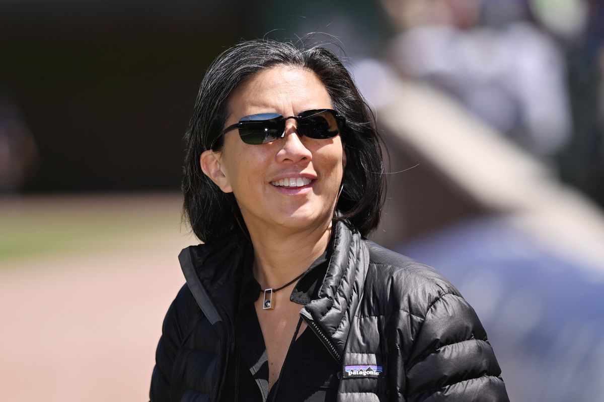General manager Kimberly J. Ng of the Miami Marlins before the game against the Chicago Cubs at Wrigley Field on May 05, 2023 in Chicago, Illinois.