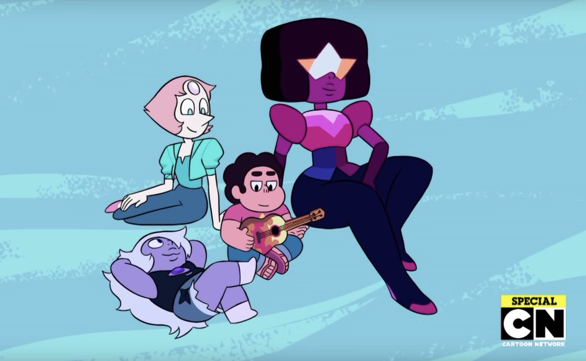 garnet, amethyst, pearl and steven in the last moments of steven universe 