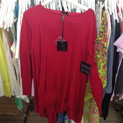 Layered red sweater, size medium, $29.99