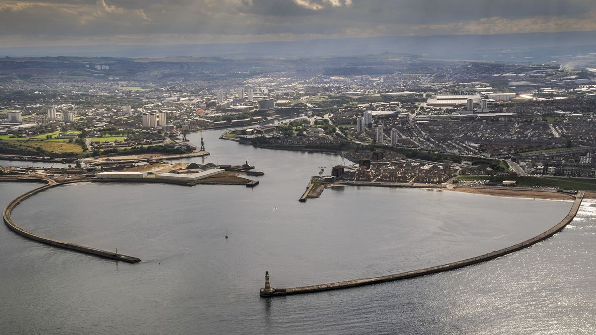 Aerial view of Sunderland and the River Wear
