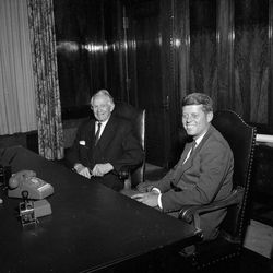 Future U.S. president John F. Kennedy visits Utah, Jan. 30, 1960. At left is President David O. McKay of The Church of Jesus Christ of Latter-day Saints.