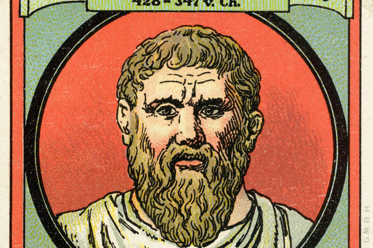 Plato - illustrated portrait. Greek philosopher, 428 - 347 AD.