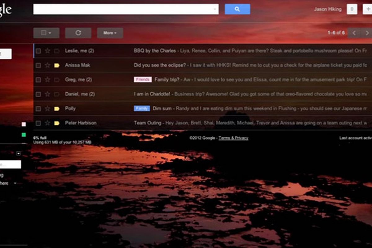 gmail custom themes