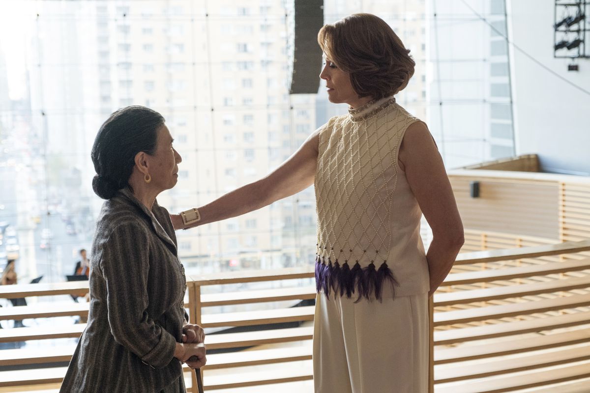Alexandra puts her hand on Madame Gao’s shoulder in The Defenders. 