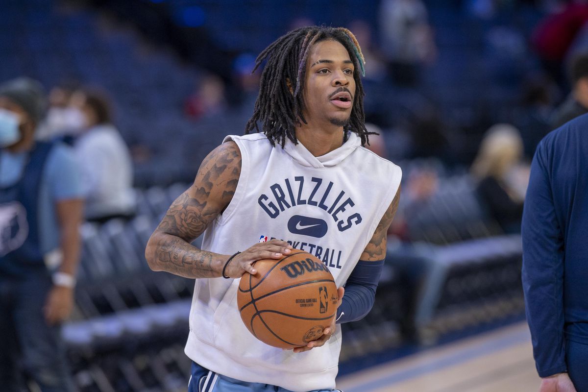 Memphis Grizzlies guard Ja Morant (12) warms up before the game between the Memphis Grizzlies and the Washington Wizards at the FedExForum.