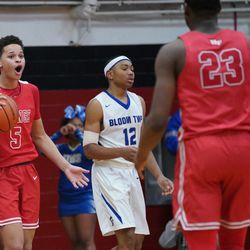 Homewood-Flossmoor’s Trace Williams (5) cheers after getting fouled under a minute left to go in overtime, Tuesday  03-05-19. Worsom Robinson/For Sun-Times
