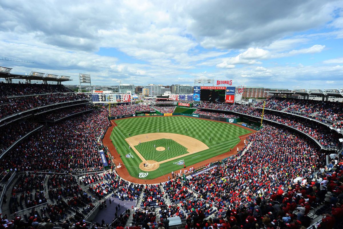 Apr 12, 2012; Washington, DC, USA; A general view of Nationals Park during the Washington Nationals home opener against the Cincinnati Reds.  Mandatory Credit: James Lang-US PRESSWIRE