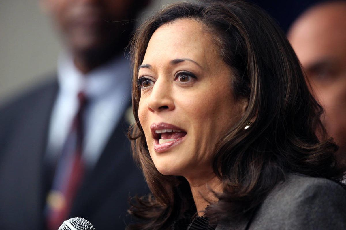 This Nov. 16,2012 file photo shows California Attorney General Kamala Harris speaking during a news conference in Los Angeles. President Barack Obama praised Harris for more than her smarts and toughness at a Democratic Party event Thursday, April 4, 2013