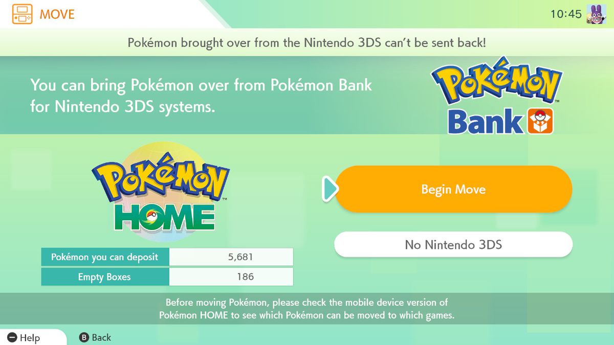 A green menu screen displays the Pokémon Home and Pokémon Bank logos