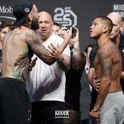 Mike Chiesa and Anthony Pettis trade words at UFC 226 weigh-ins.