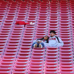 Fans get ready for the game as Utah and Washington State play a College football game at Rice Eccles Stadium at the University of Utah in Salt Lake City on Saturday, Nov. 11, 2017.