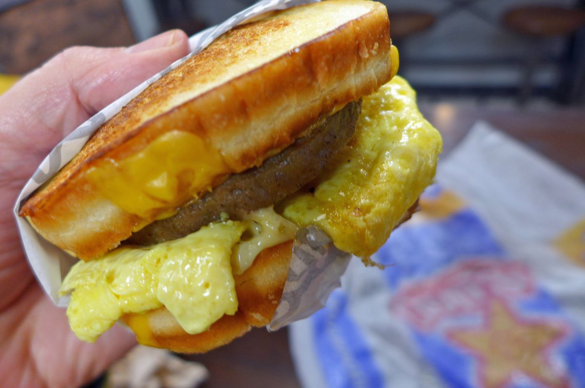 The grilled cheese breakfast sandwich is a fast food wonder.