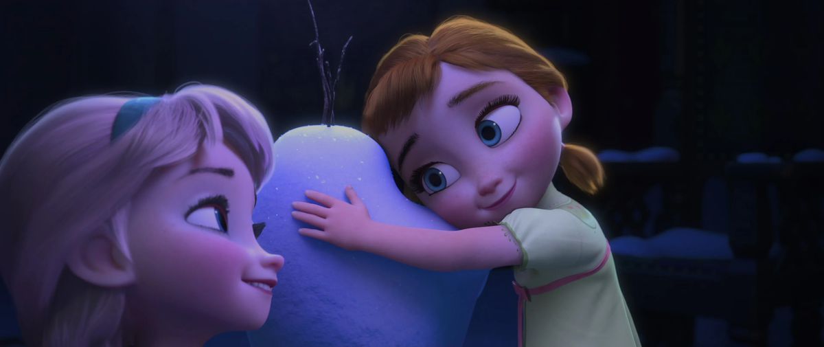 Young Elsa and Anna playing together