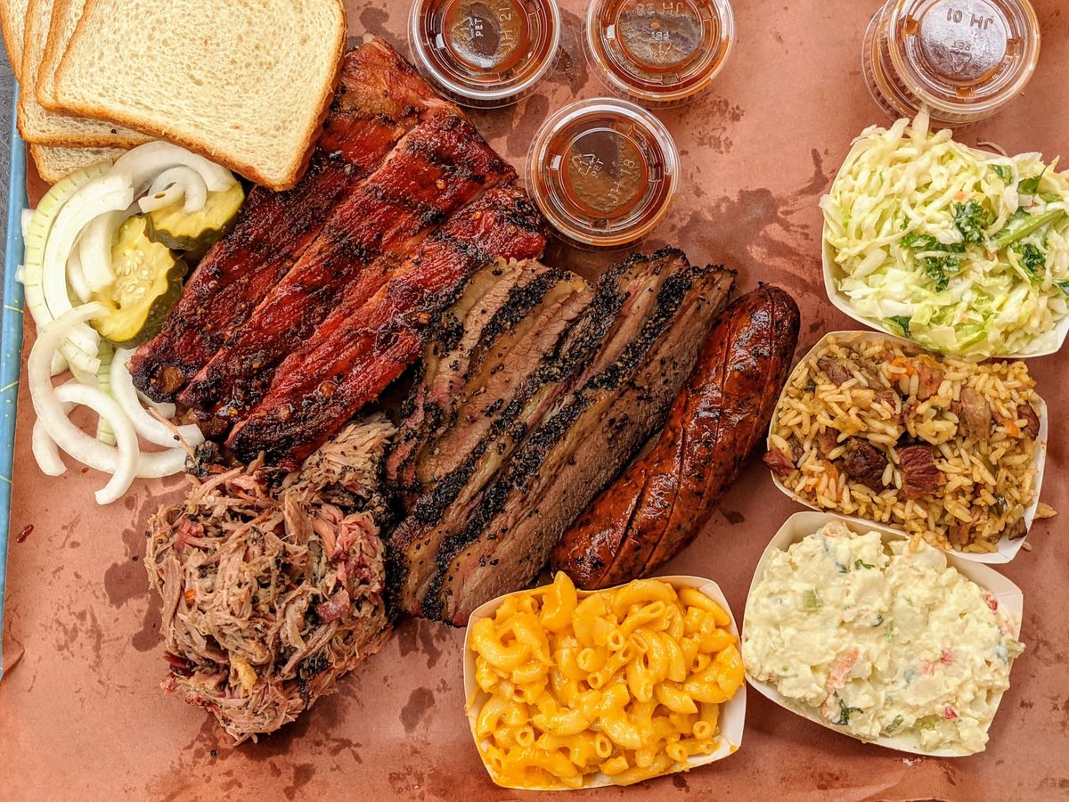 Barbecue from Ray’s Halal Texas BBQ in Huntington Park.