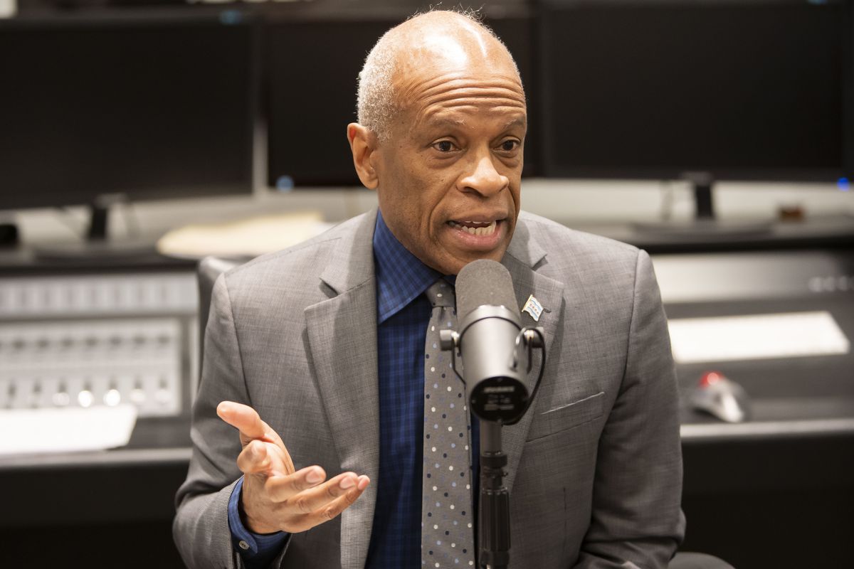 Chicago’s Planning and Development Commissioner Maurice Cox is interviewed Thursday by Chicago Sun-Times reporters Fran Spielman and David Roeder.