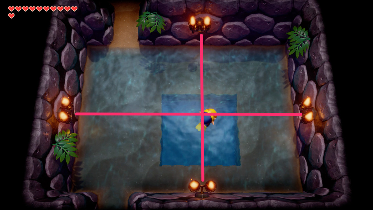 Link’s Awakening Catfish’s Maw torchlight beams puzzle solution