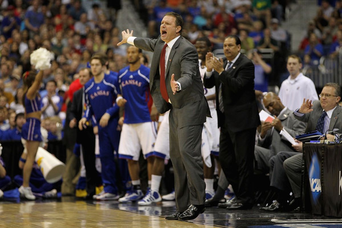 Here's Bill Self. Now imagine him and Kansas playing in front of the Zoo. (Photo by Jamie Squire/Getty Images)
