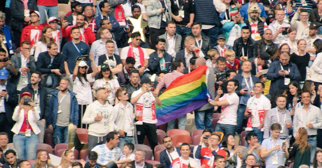 Gay fan waves rainbow flag for all five Russian World Cup goals - Outsports