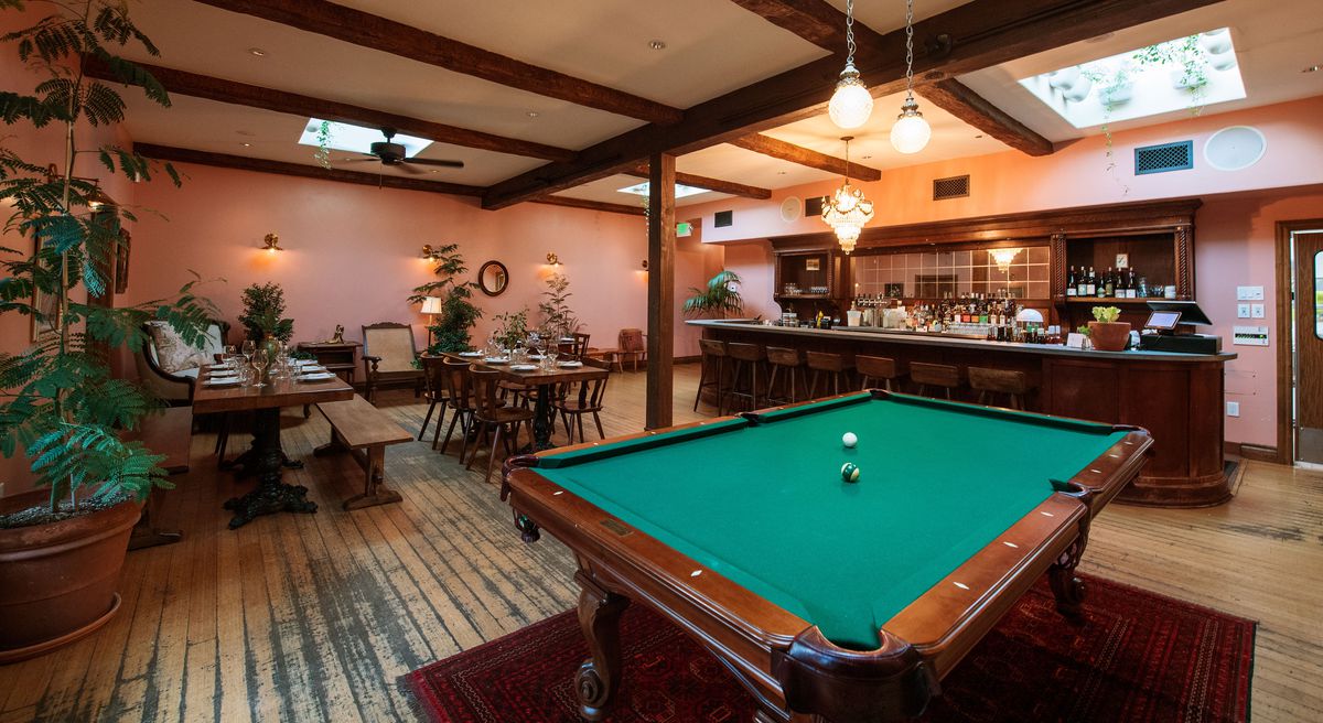 Back bar and pool table at the Dutchess.