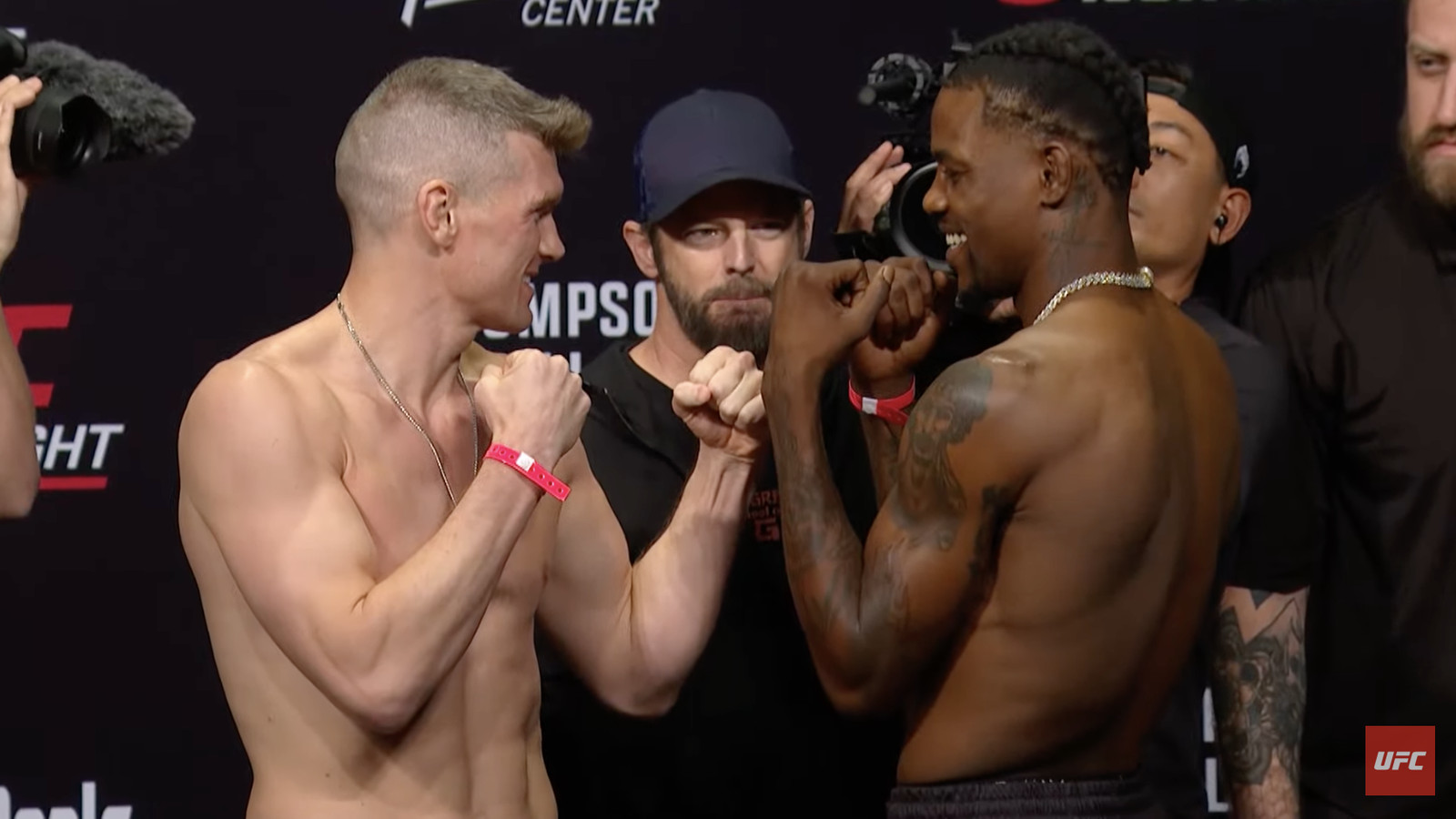 Stephen Thompson vs Kevin Holland staredown video from UFC Orlando weigh ins