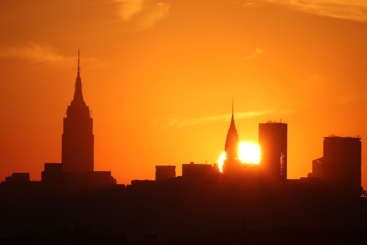 Sunset over Manhattan, New York.