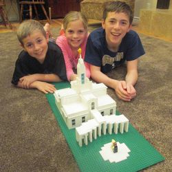 Ryan, Cara and Shawn Wilkey after building the Bountiful, Utah temple.