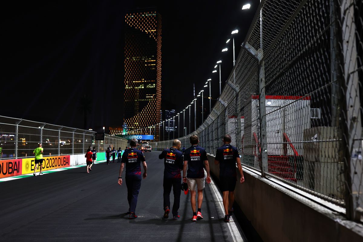 Max Verstappen of Netherlands and Red Bull Racing walks the track during previews ahead of the F1 Grand Prix of Saudi Arabia at Jeddah Corniche Circuit on December 02, 2021 in Jeddah, Saudi Arabia.