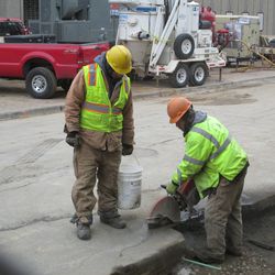 Working along the Sheffield curb
