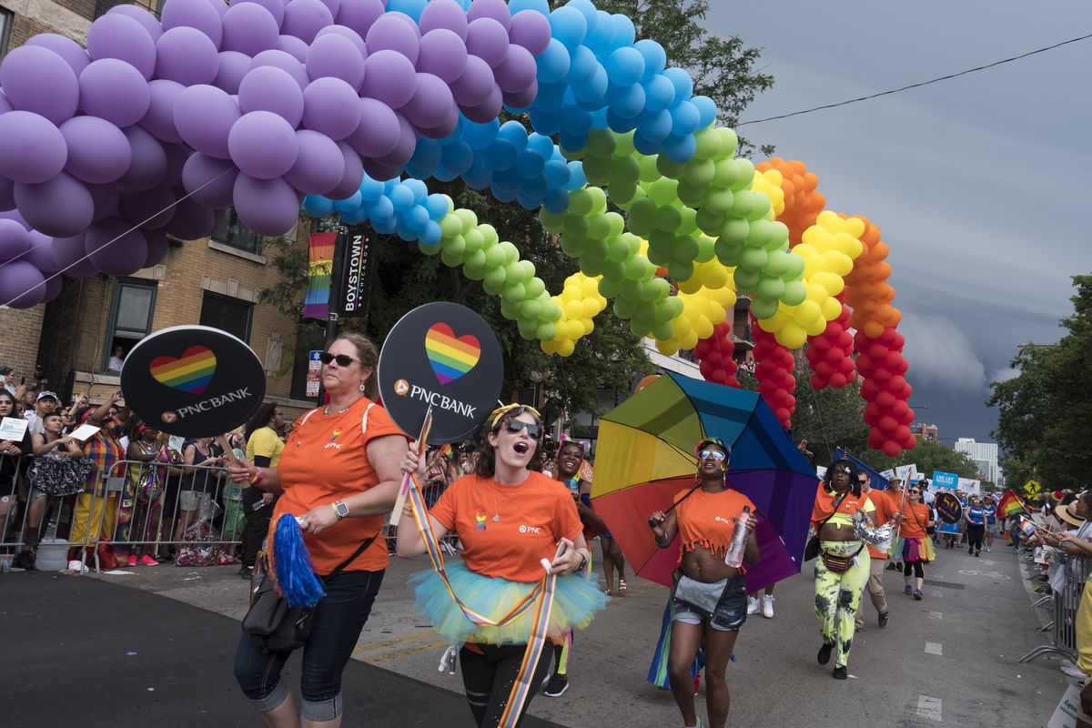 The PNC Bank float in the 2019 Chicago Pride Parade.