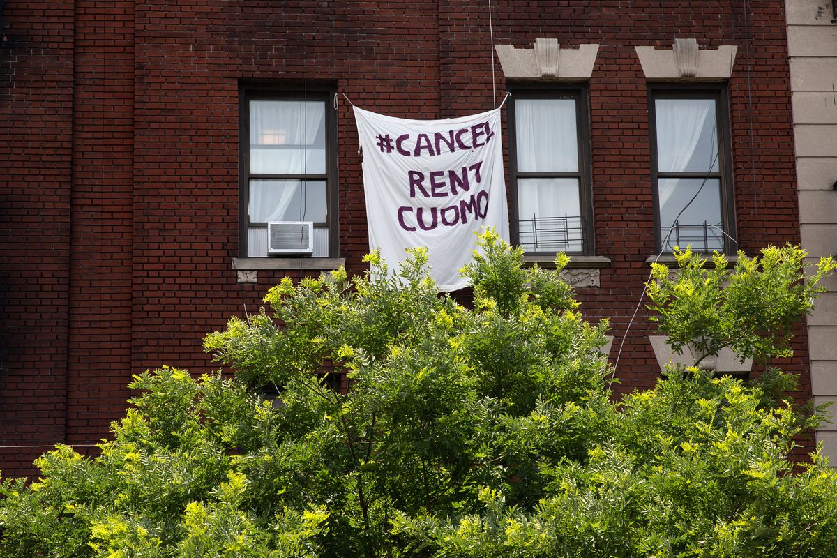 Crown Heights residents called for a moratorium on rent during the coronavirus outbreak, June 24, 2020.