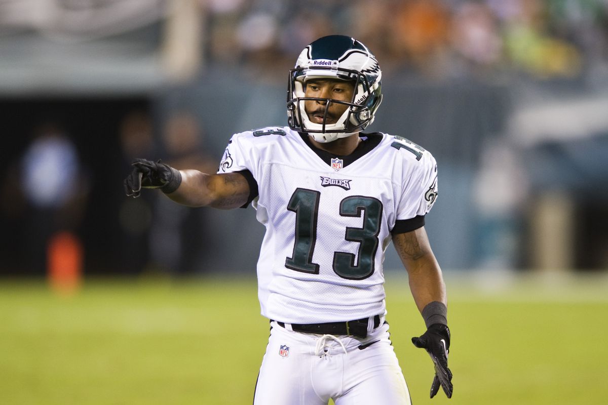 Aug 30, 2012; Philadelphia, PA, USA; Philadelphia Eagles wide receiver Damaris Johnson (13) during the third quarter against the New York Jets at Lincoln Financial Field. The Eagles defeated the Jets 28-10. Mandatory Credit: Howard Smith-US PRESSWIRE