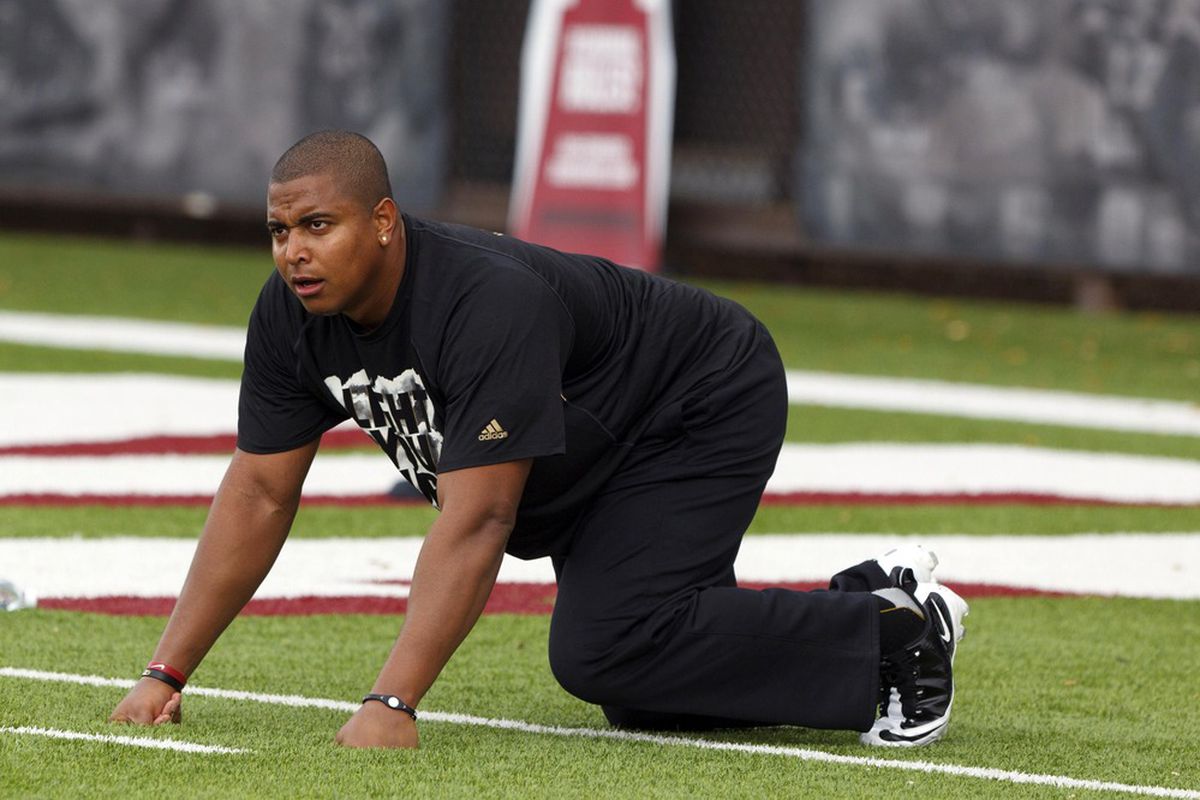 Mar 22, 2012; Stanford CA, USA;  Stanford Cardinal offensive tackle Jonathan Martin during pro day at Stanford Practice Fields.  Mandatory Credit: Jason O. Watson-US PRESSWIRE