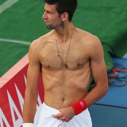 Novak Djokovic at practice for the Aussie Open