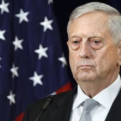 Defense Secretary James Mattis attends a news conference, Thursday, Aug. 17, 2017, at the State Department in Washington. (AP Photo/Jacquelyn Martin)