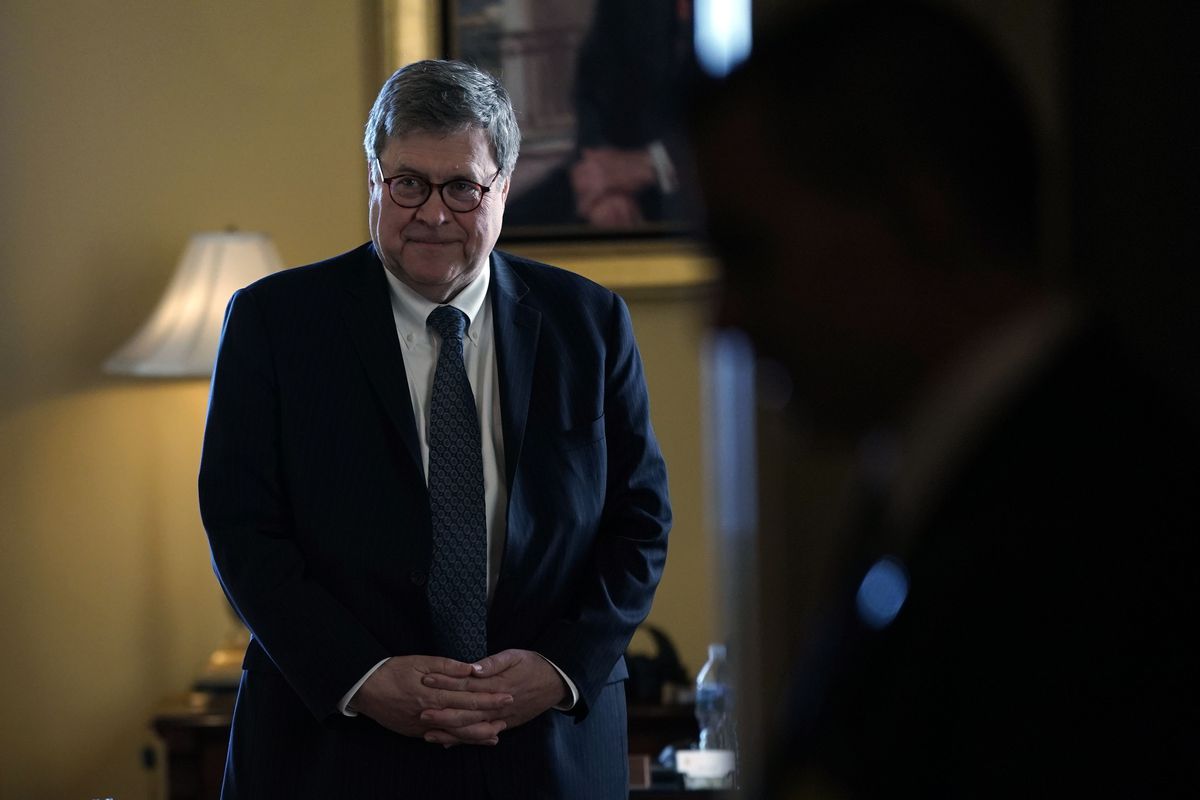 Attorney general nominee William Barr arrives at the office of Senate Majority Leader Mitch McConnell in Washington, DC in January 2019.