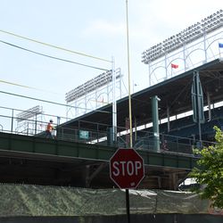 4:53 p.m. What could be markers for the future sign, at the back of the left field bleachers - 
