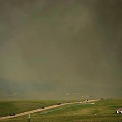 Residents and emergency personal evacuating as the Black Forest Fire moves toward Walker Road in Colorado on Wednesday, June 12, 2013.