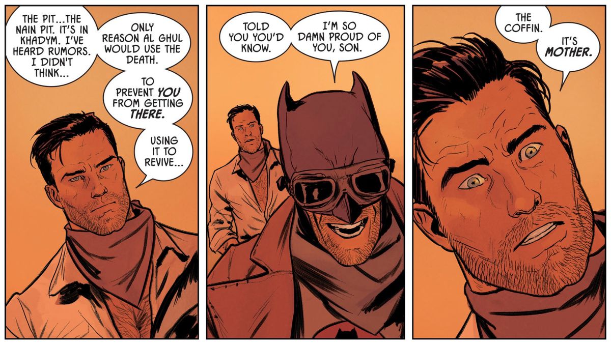 Bruce Wayne and Thomas Wayne (masked) in Batman #73, DC comics (2019). 